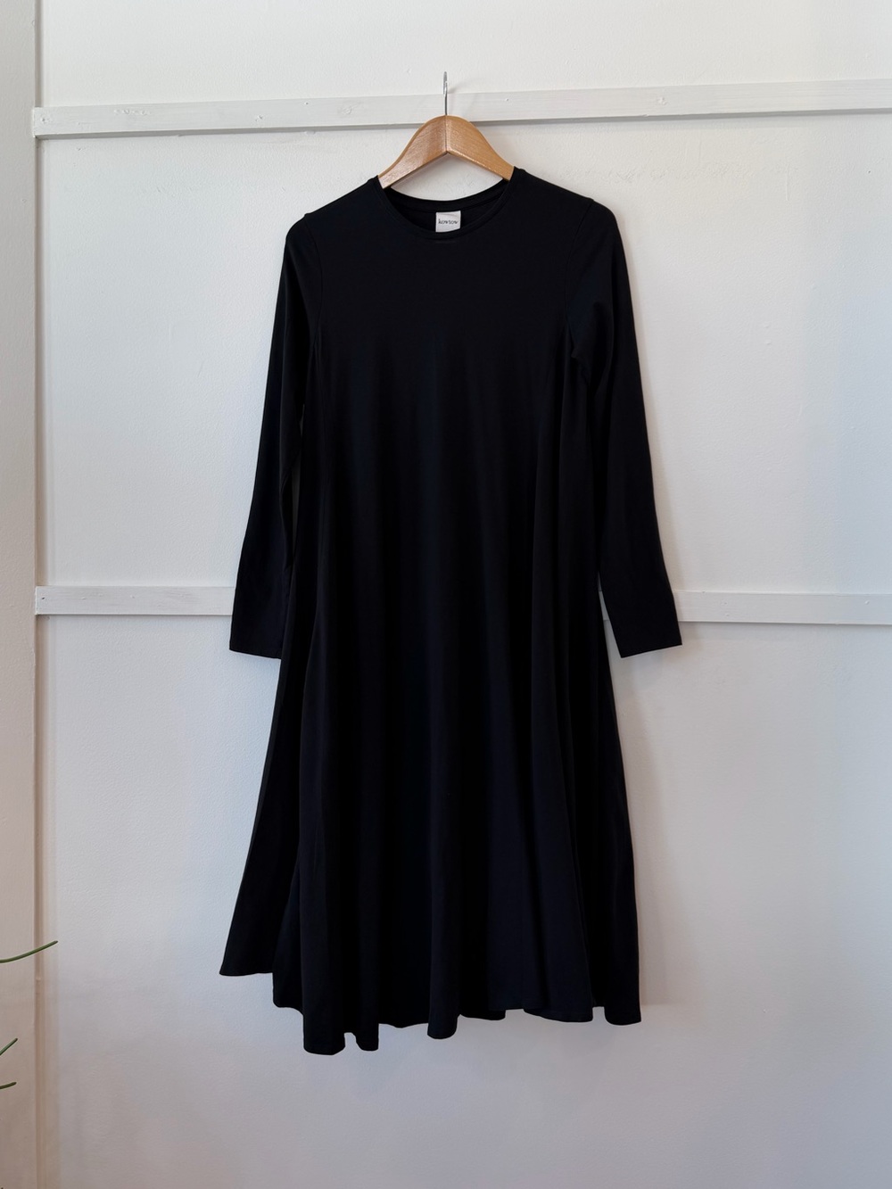 KOWTOW Black Long-Sleeve A-Line Dress Organic Cotton XS